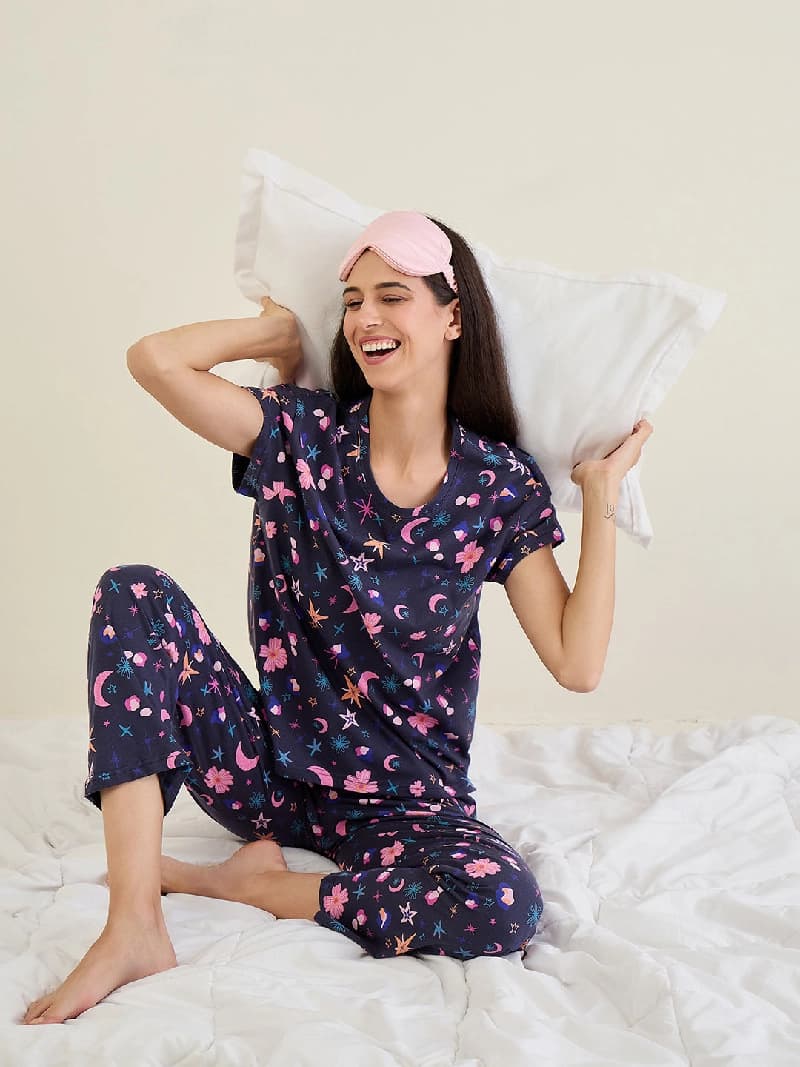 Women's Navy Casual Night Suit