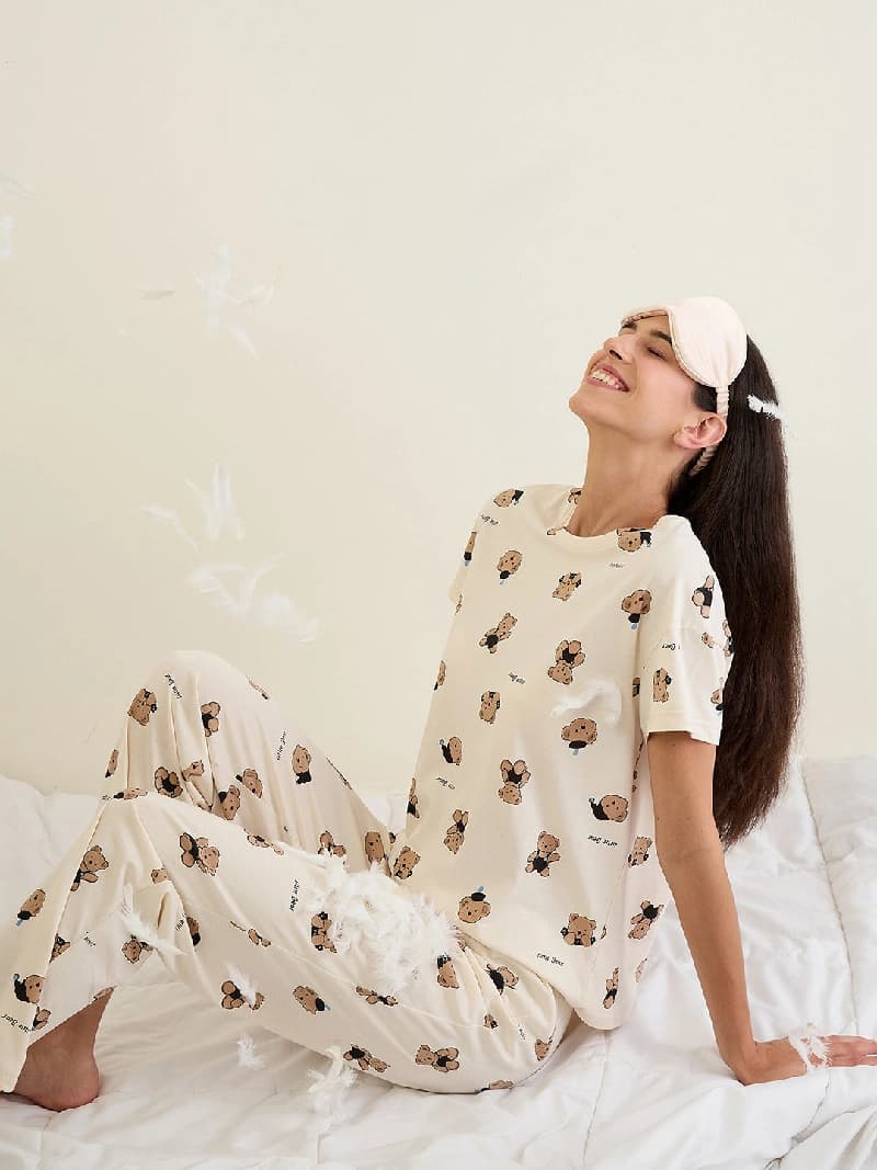 Women's Cream Casual Night Suit