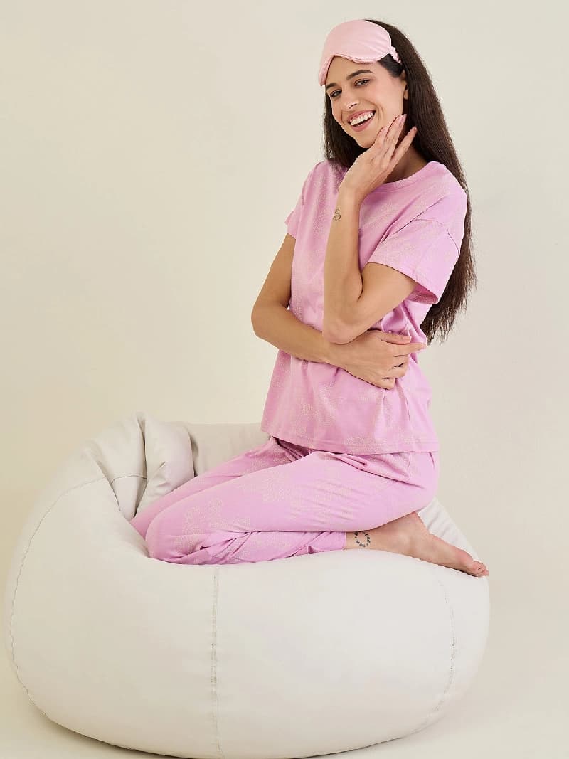 Women's Pink Casual Night Suit