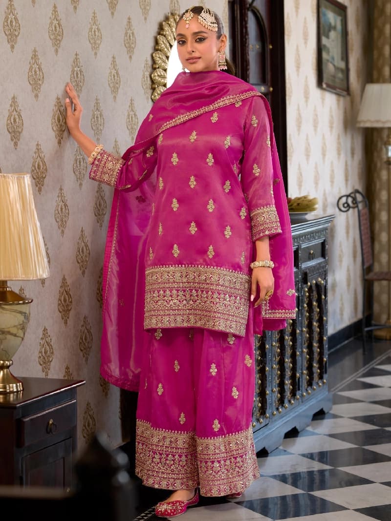 Women's Pink Festive Kurta Set