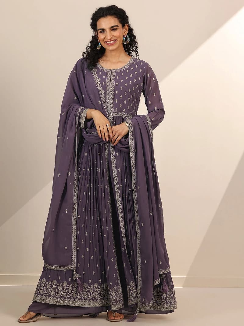 Women's Purple Festive Floral Kurta Set