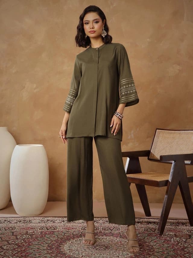 Women's Green Festive Co-ords Set