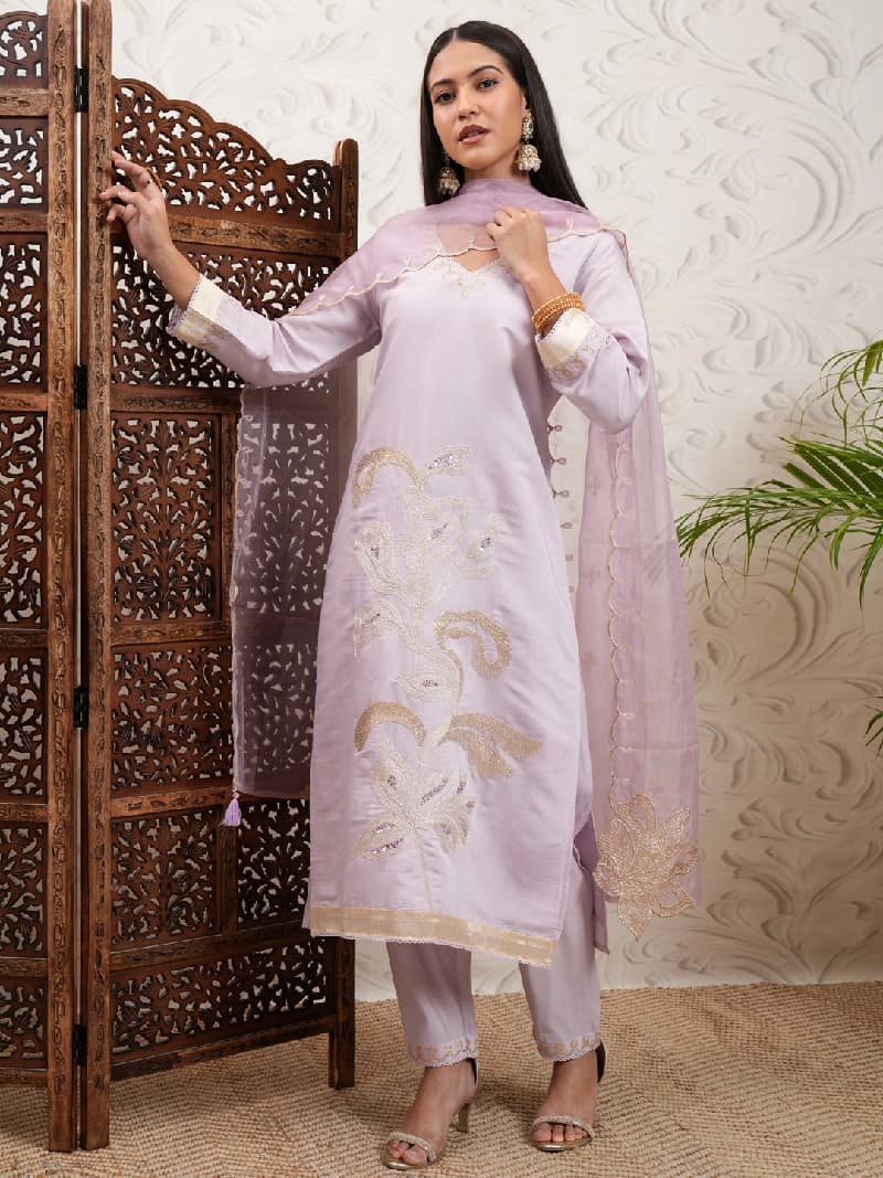 Women's Purple Festive Kurta Set