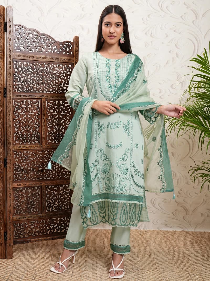 Women's Green Festive Kurta Set
