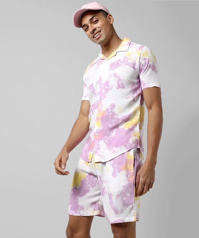 Men's Multicolor Casual Tie-Dye Co-ords Set