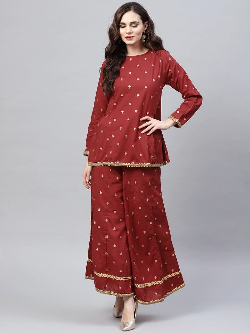 Women's Red Festive Kurta Set