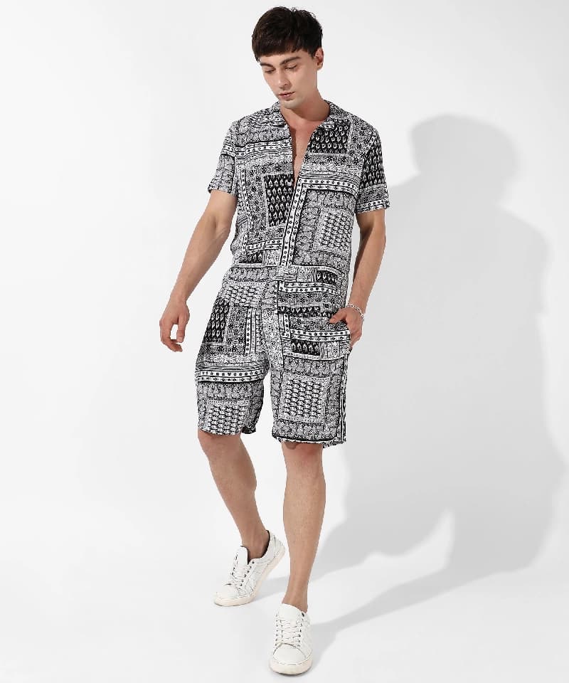 Men's Multicolor Casual Printed Co-ords Set