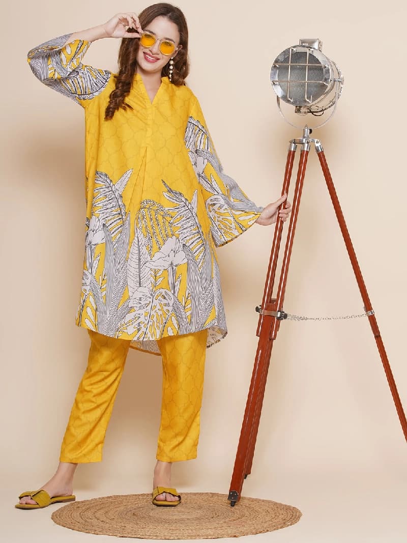 Women's Yellow Festive Kurta Set