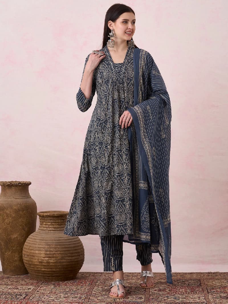 Women's Blue Festive Kurta Set