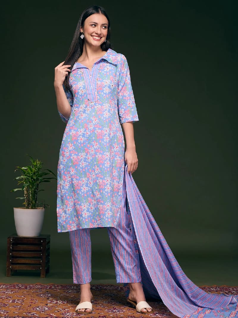 Women's Blue Festive Kurta Set