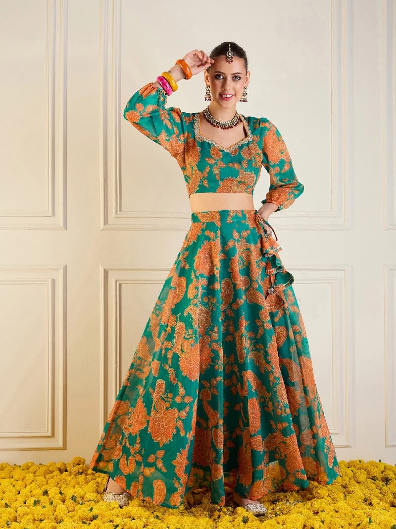 Women's Green Casual Lehenga Choli