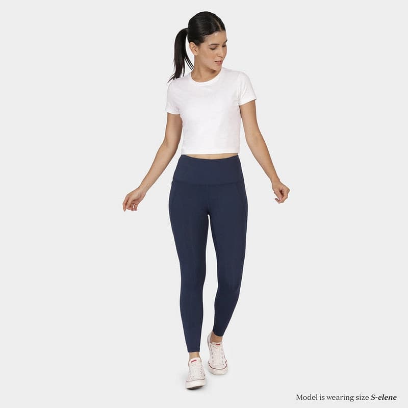 Women's Regular Blue Solid Sports High Rise Pant