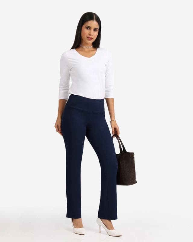 Women's Blue Sports Solid Trouser