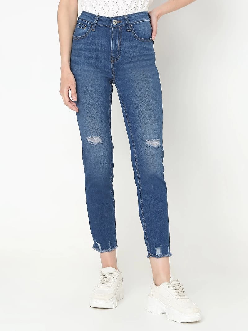 Women's Blue Casual Solid Jeans