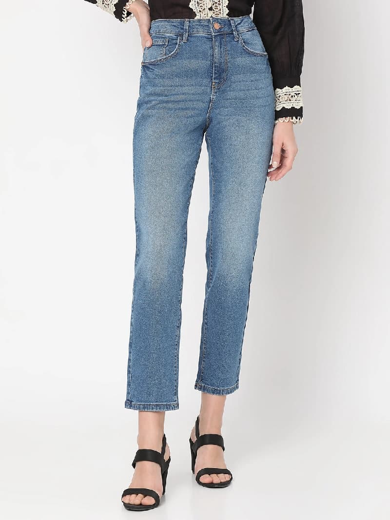 Women's Blue Casual Solid Jeans