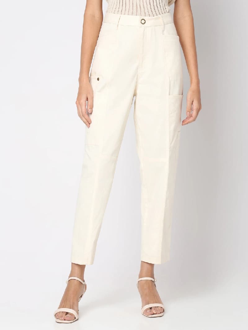 Women's White High Rise Pants