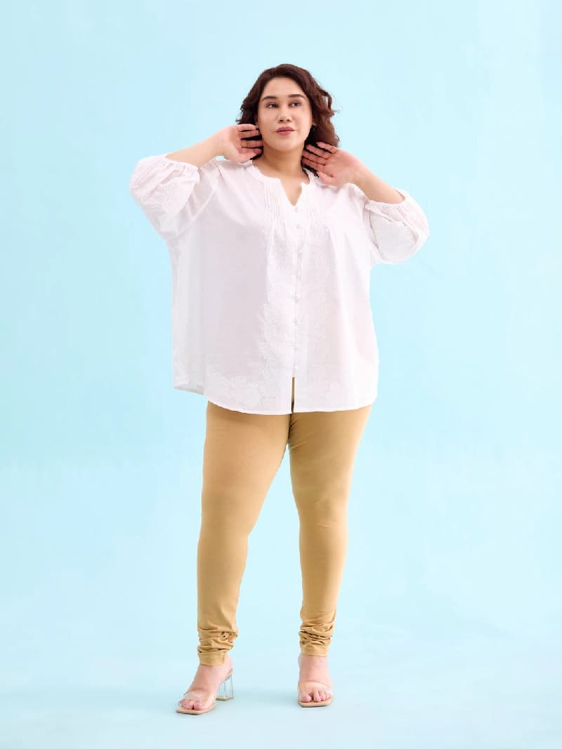 Women's Beige Festive Solid Slim Fit Legging