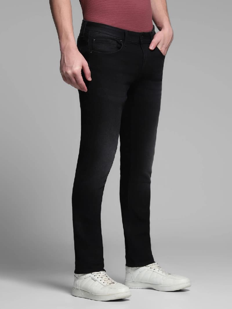 Men's Black Casual Slim Fit Solid Jeans