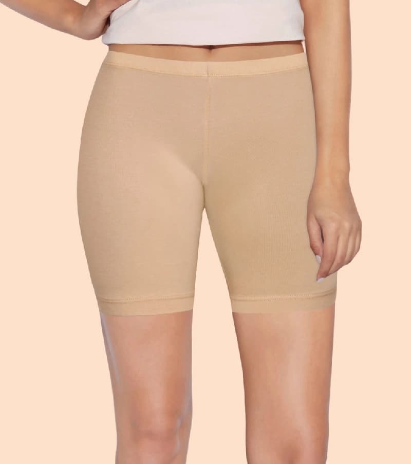 Women's Beige Casual Solid Slim Fit Short