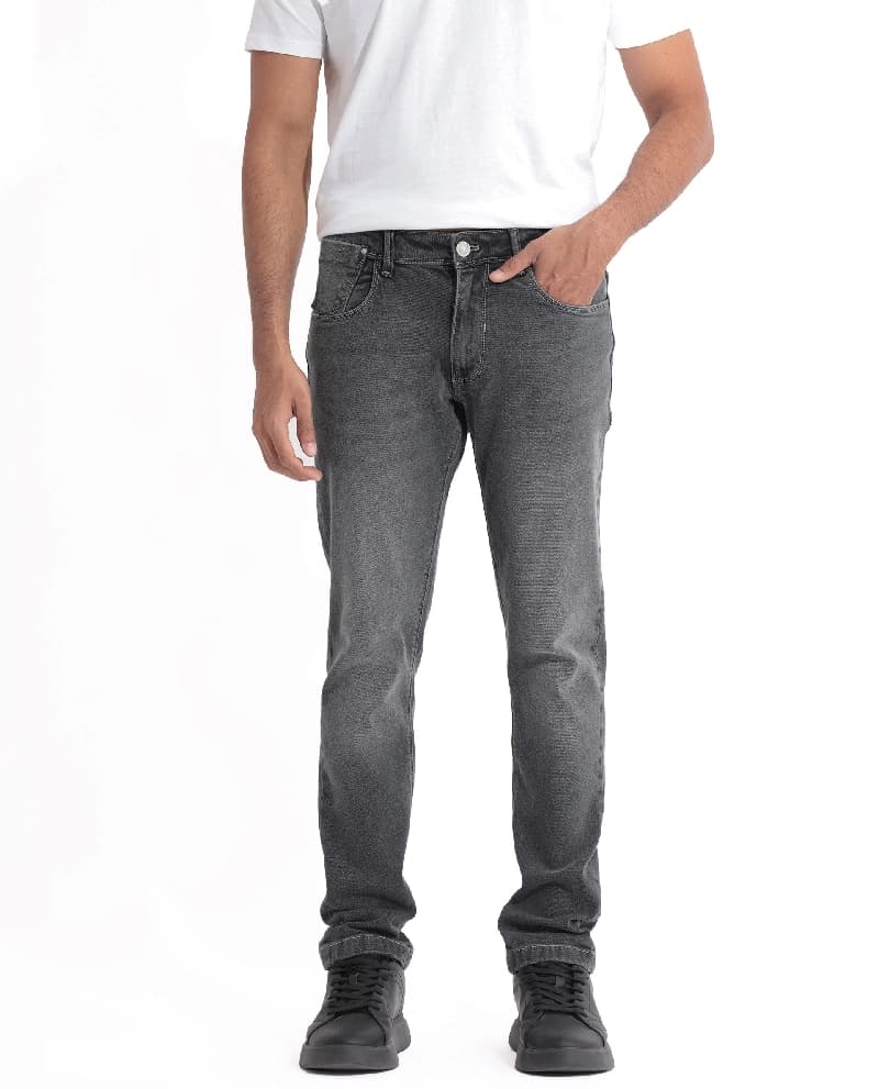 Men's Grey Casual Solid Slim Fit Jeans