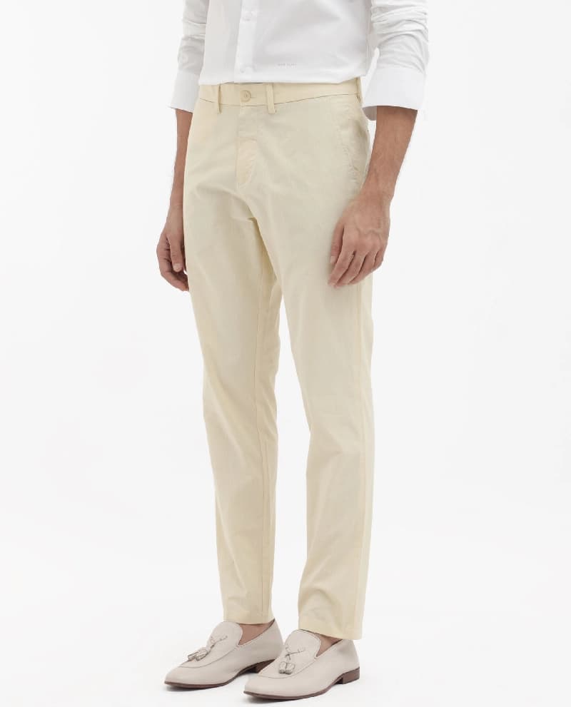 Men's Yellow Casual Solid Straight Fit Trouser