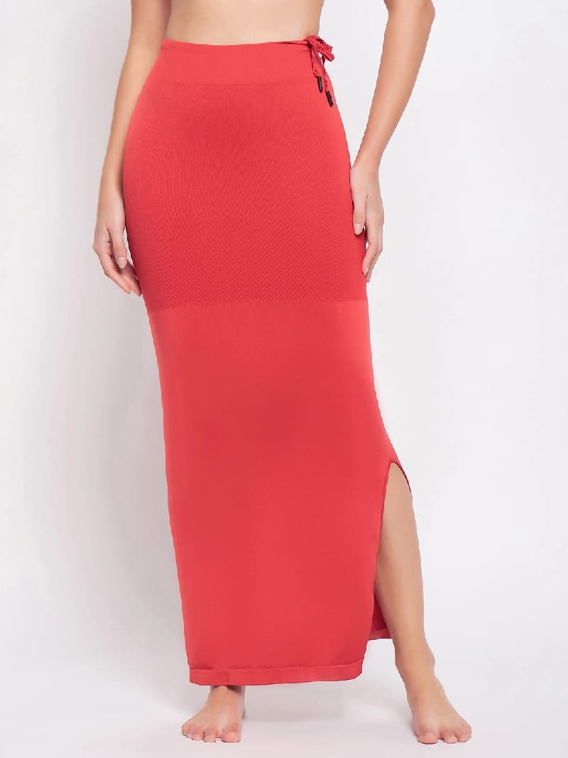 Women's Red Solid Saree Shapewear