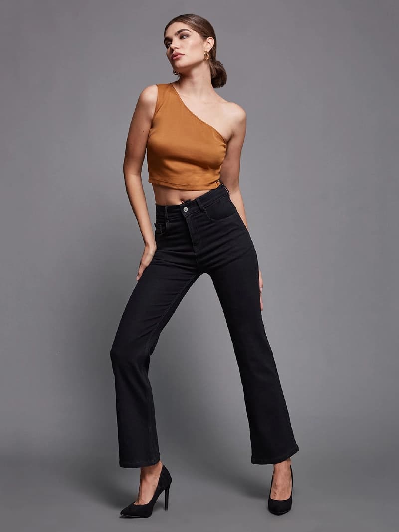 Women's Black Casual Wide Leg Jeans