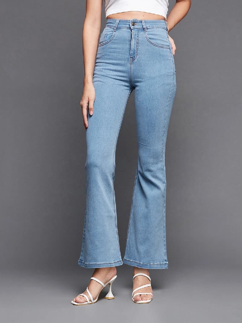 Women's Blue Casual Bootcut Fit Jeans