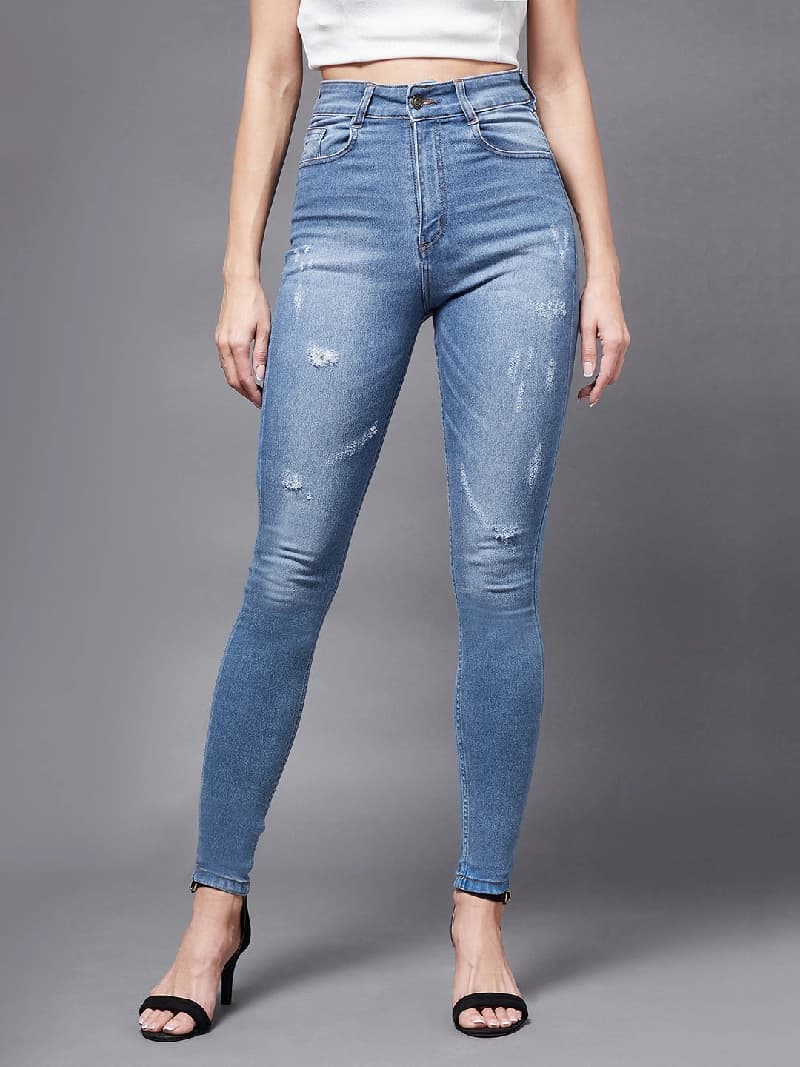 Women's Blue Casual Skinny Fit Jeans