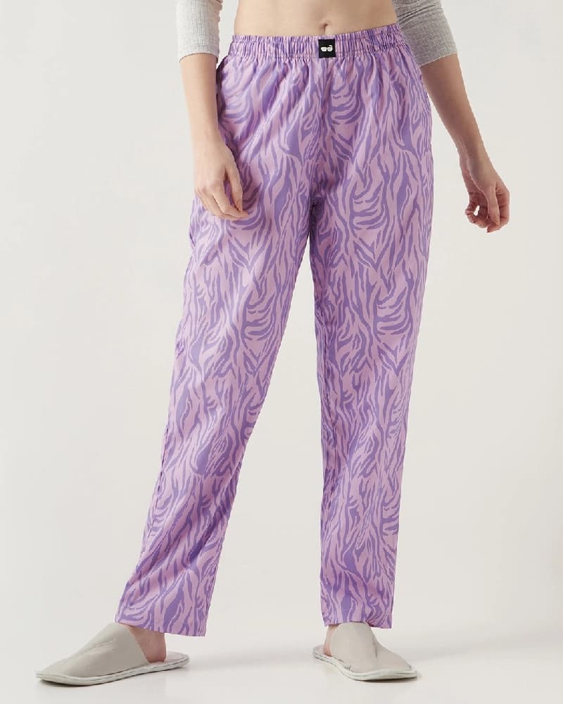 Women's Purple Casual Printed Pyjama