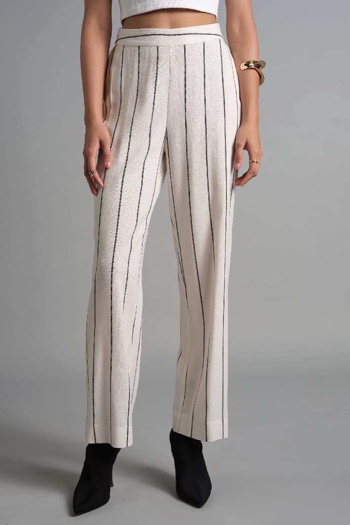 Women's Multicolor Formal Striped Flared Fit Trouser