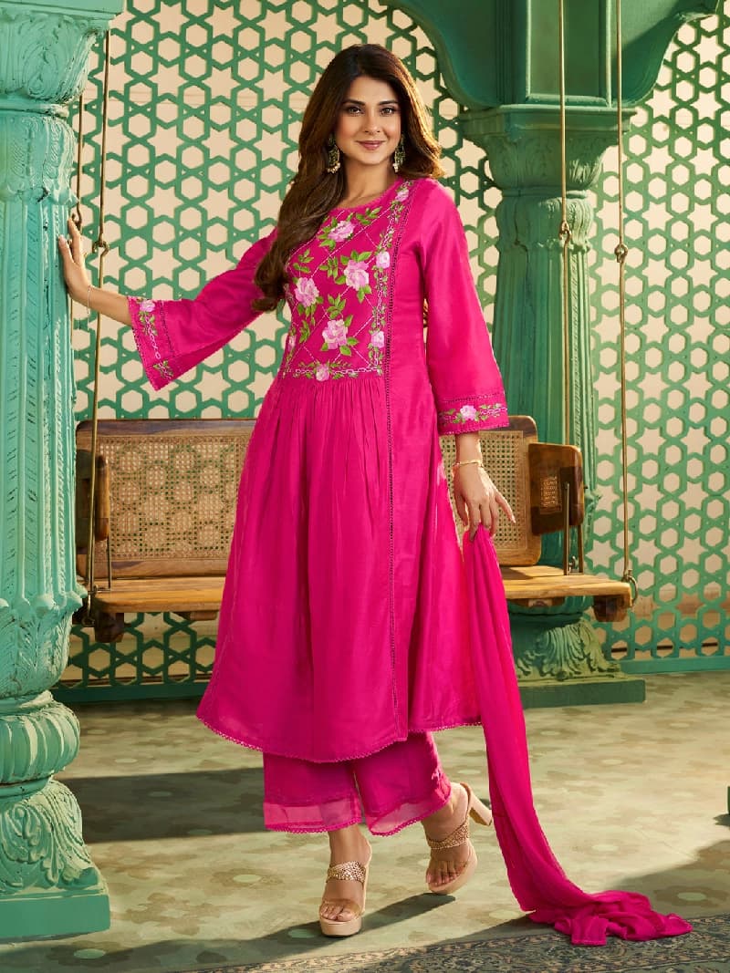 Women's Pink Festive Kurta Set