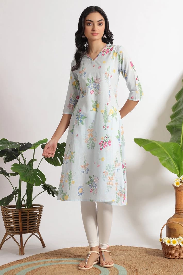 Women's Blue Casual Kurta Set