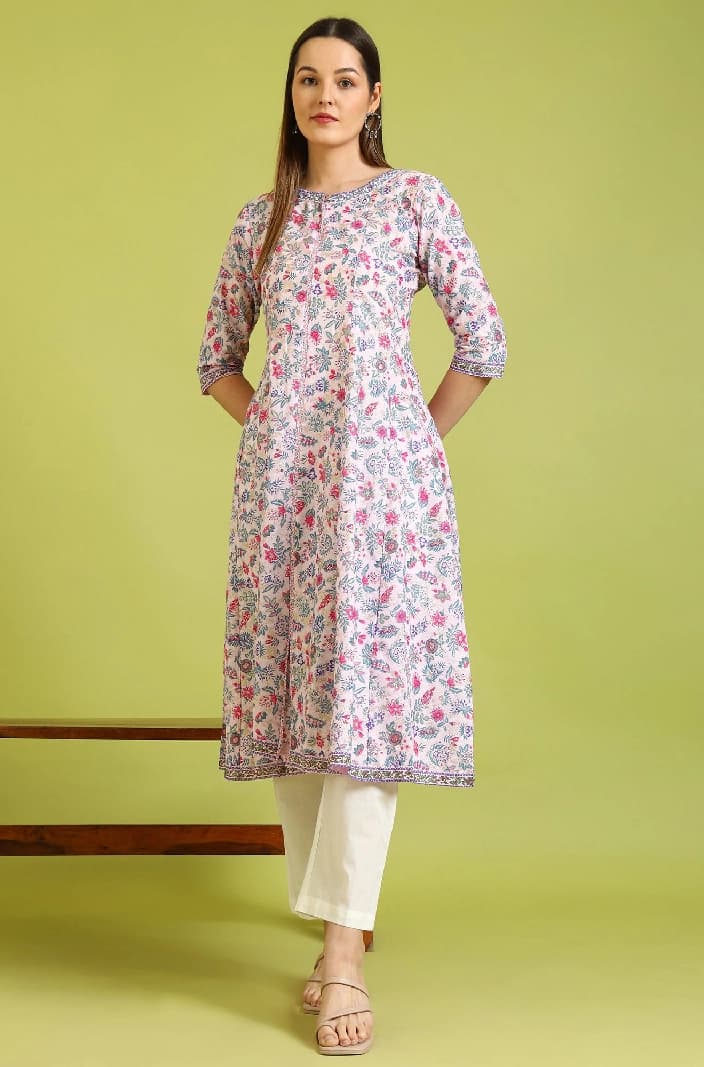 Women's Pink Festive Kurta Set