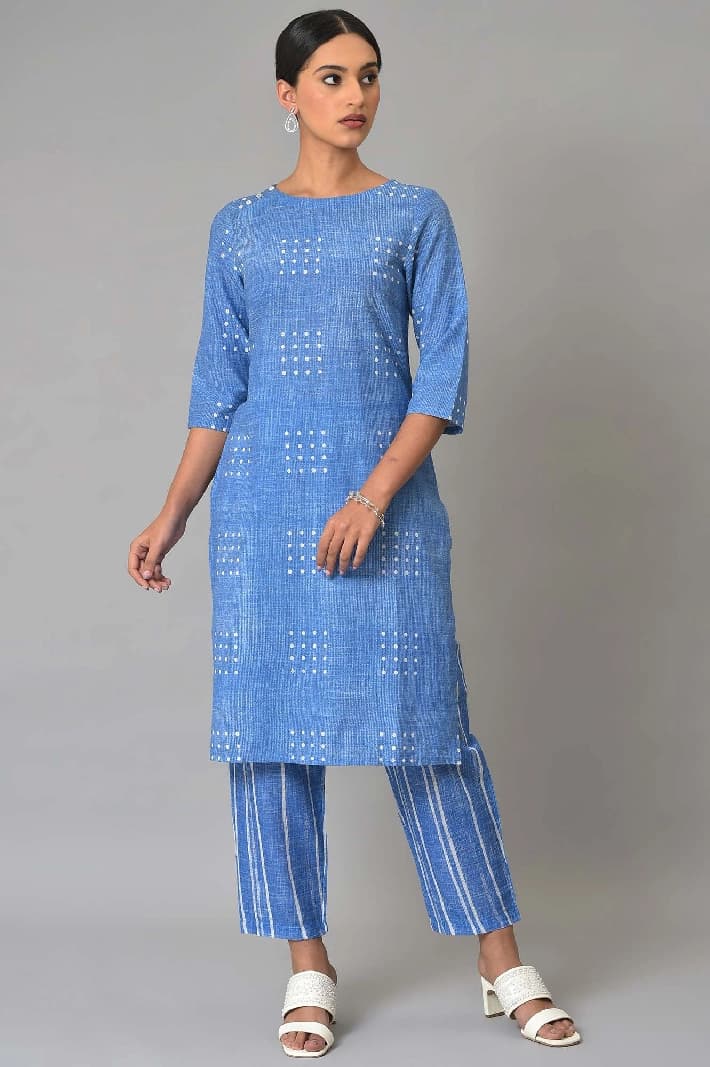 Women's Blue Casual Kurta Set