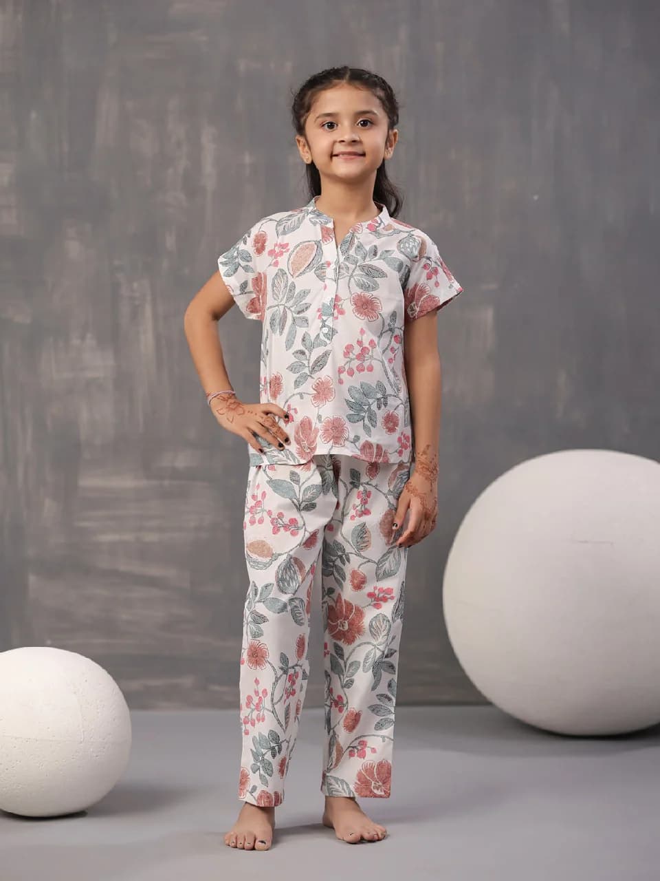 Girls Blue Daily Half Sleeves Clothing Set