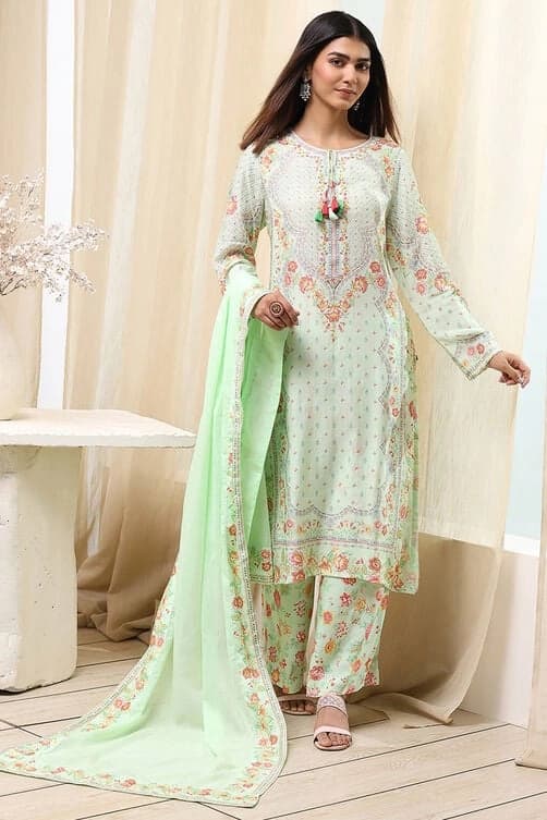 Women's Green Festive Printed Kurta Set
