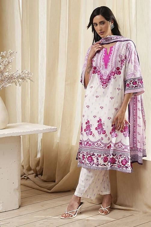 Women's Pink Festive Printed Kurta Set