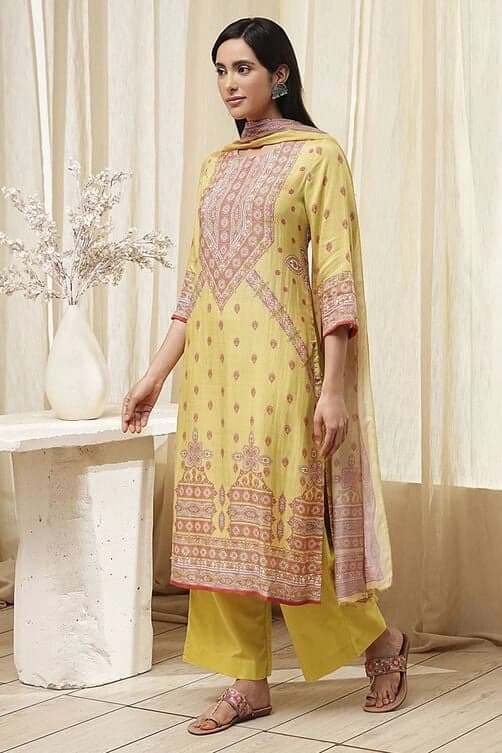 Women's Green Festive Printed Kurta Set