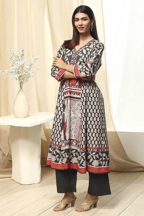 Women's Brown Festive Printed Co-ords Set
