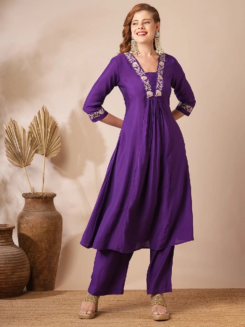 Women's Purple Casual Co-ords Set