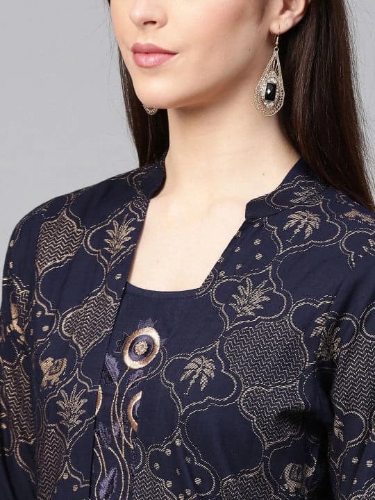 Women's Blue Casual Kurta Set