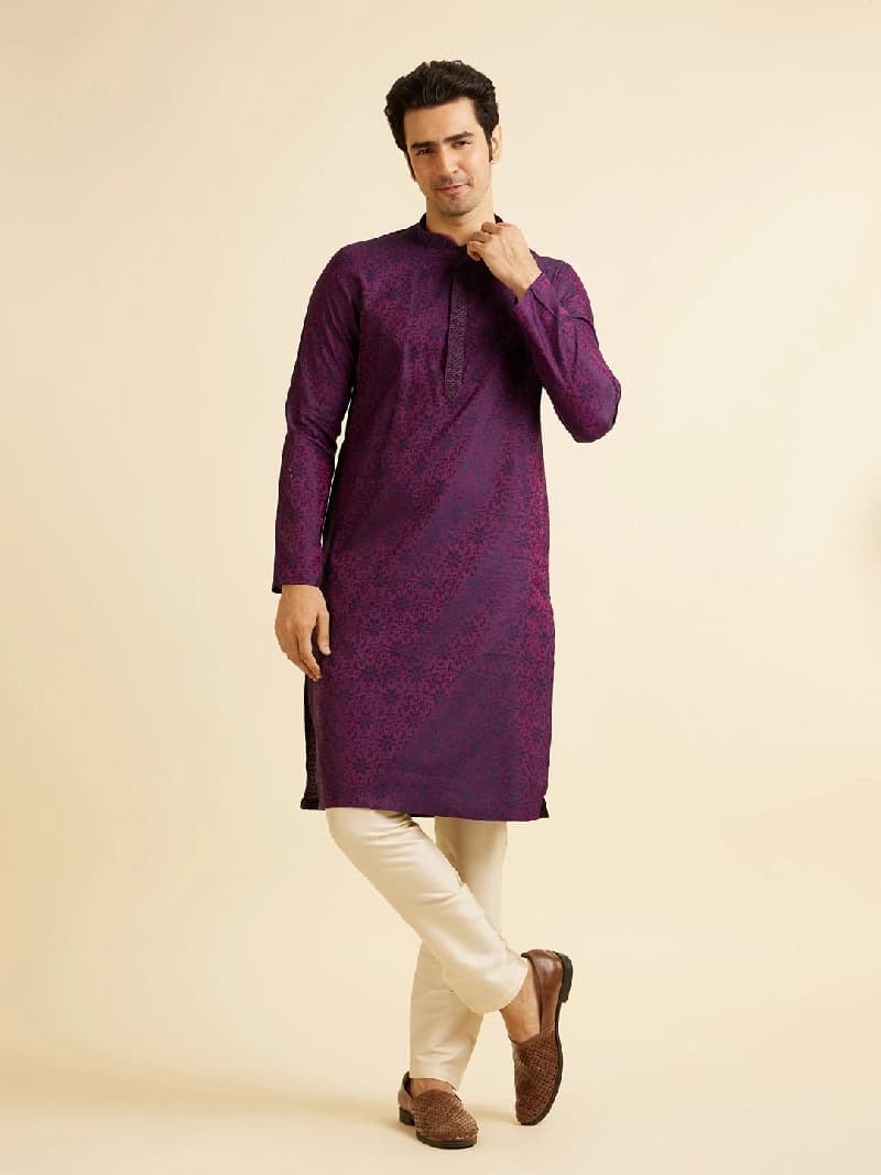 Men's Purple Festive Kurta Set