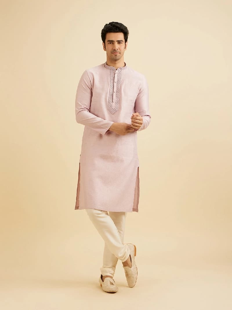 Men's Purple Festive Solid Kurta Set