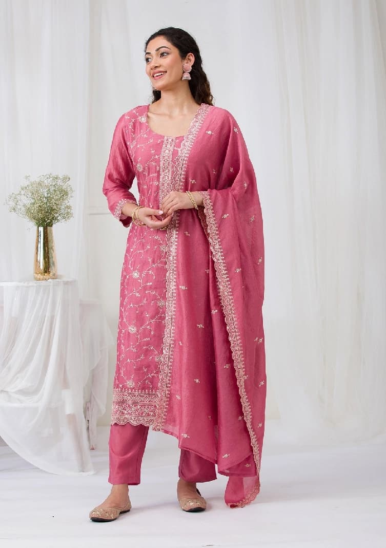 Women's Pink Festive Kurta Set