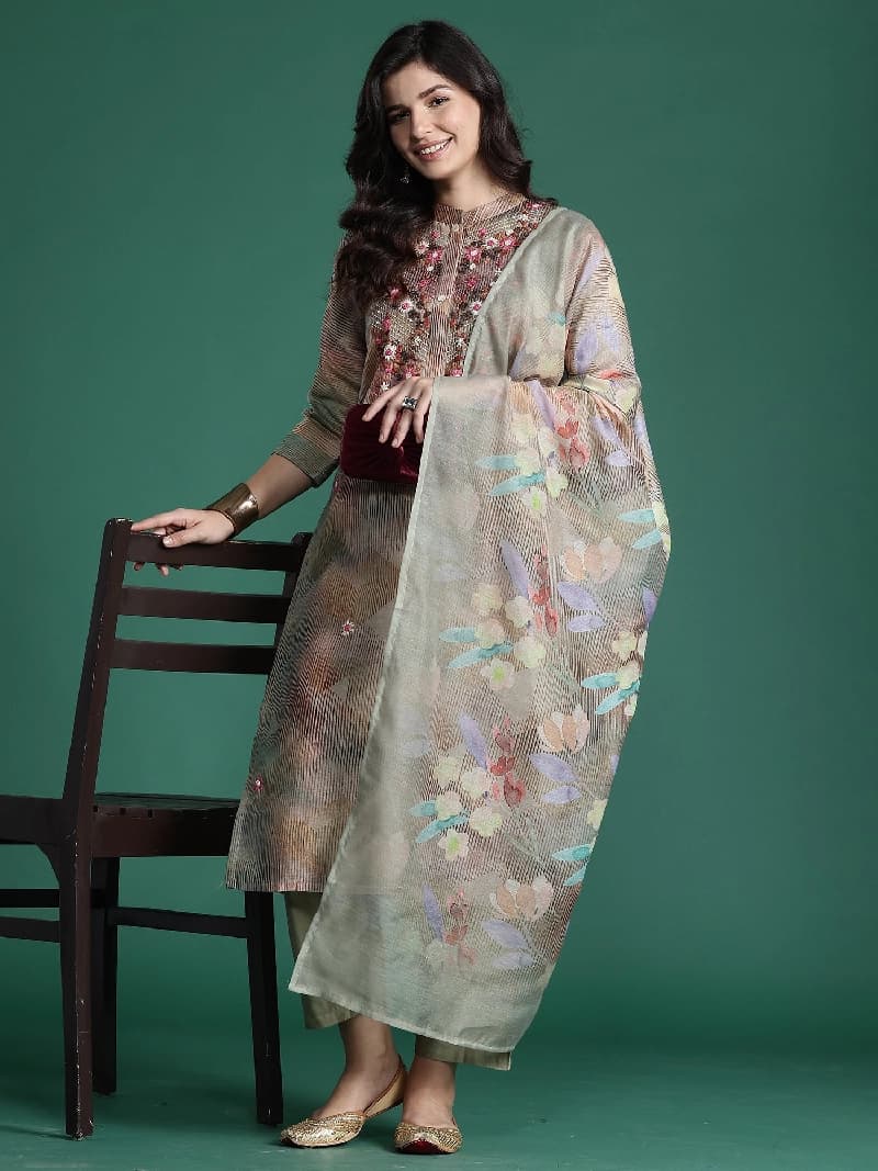 Women's Multicolor Festive Printed Kurta Set