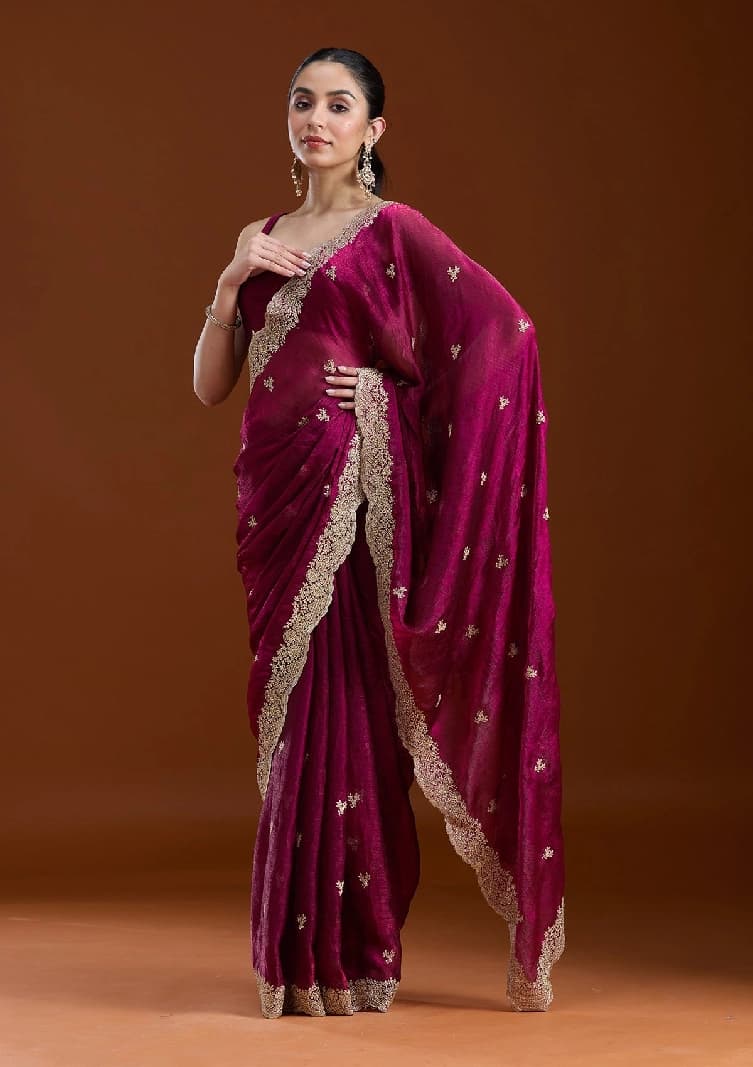 Women's Purple Festive Regular Fit Saree