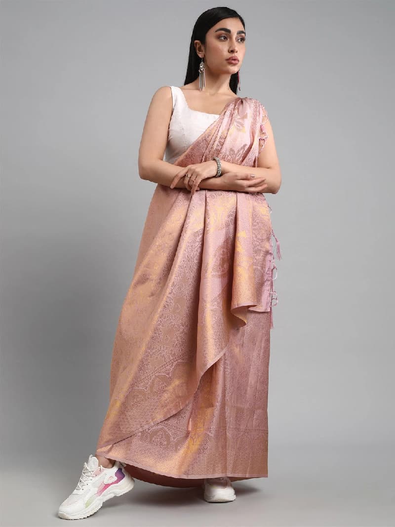 Women's Purple Party Printed Regular Fit Saree