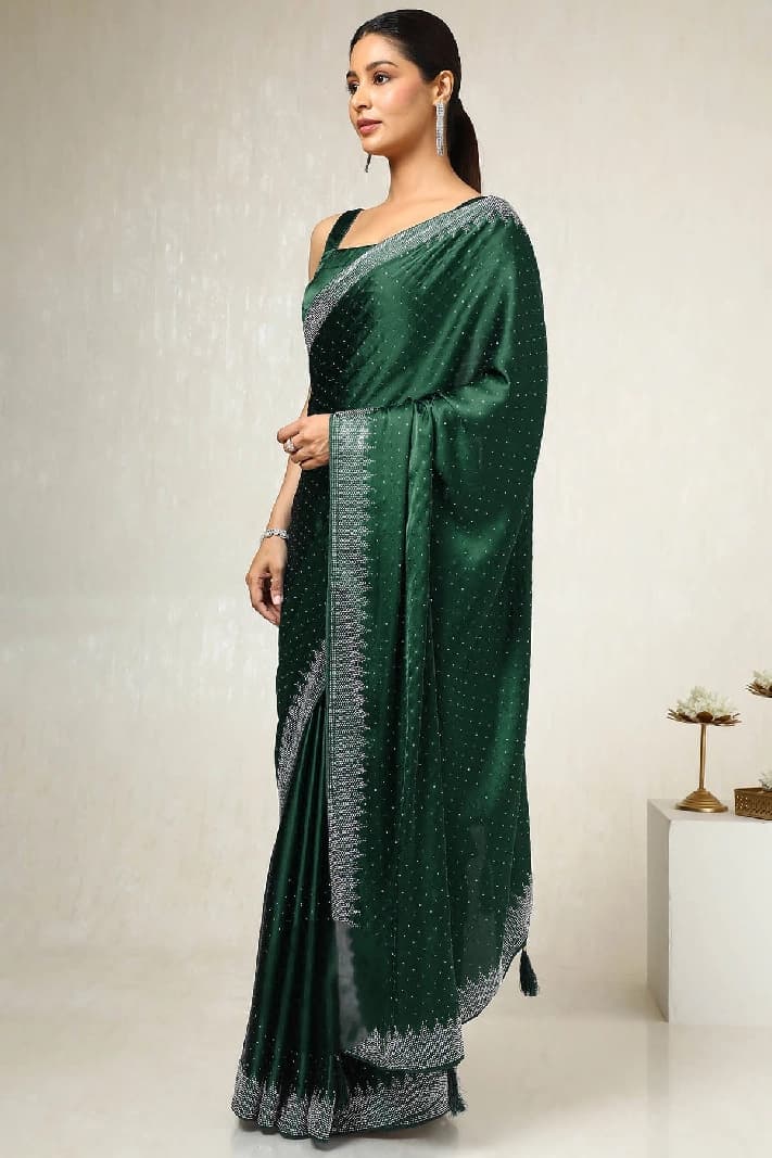Women's Green Festive Regular Fit Saree