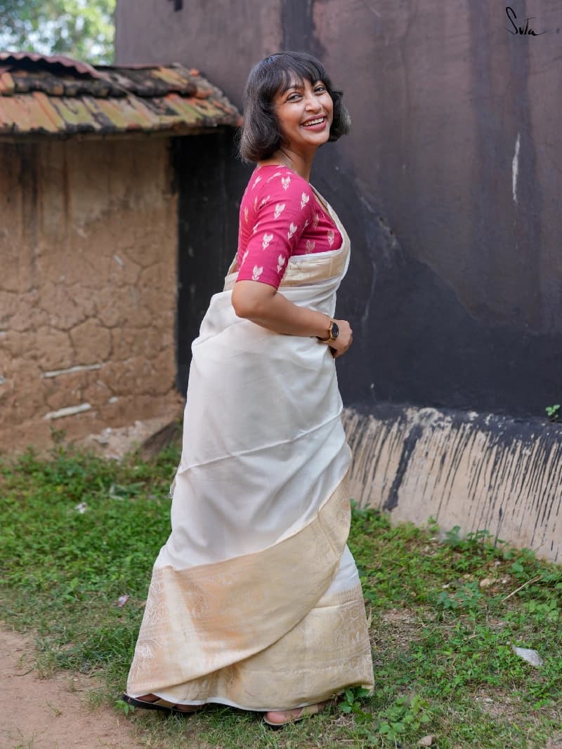 Women's White Festive Saree